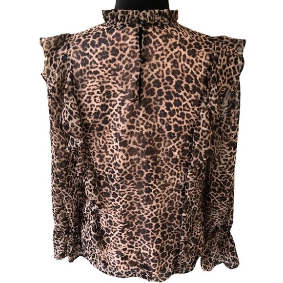 Rachel Parcell Cheetah Print Ruffled Top - Size Small - Picture 3 of 9